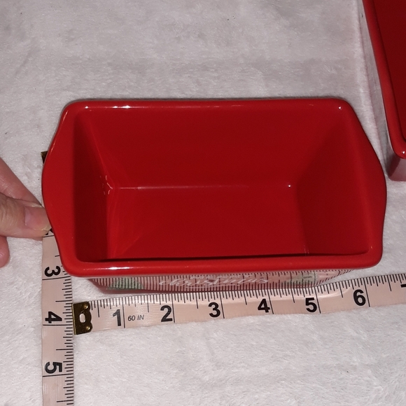 Set of 2 Merry Christmas Mini Loaf Pan Red Stoneware Nantucket - Picture 5 of 7
